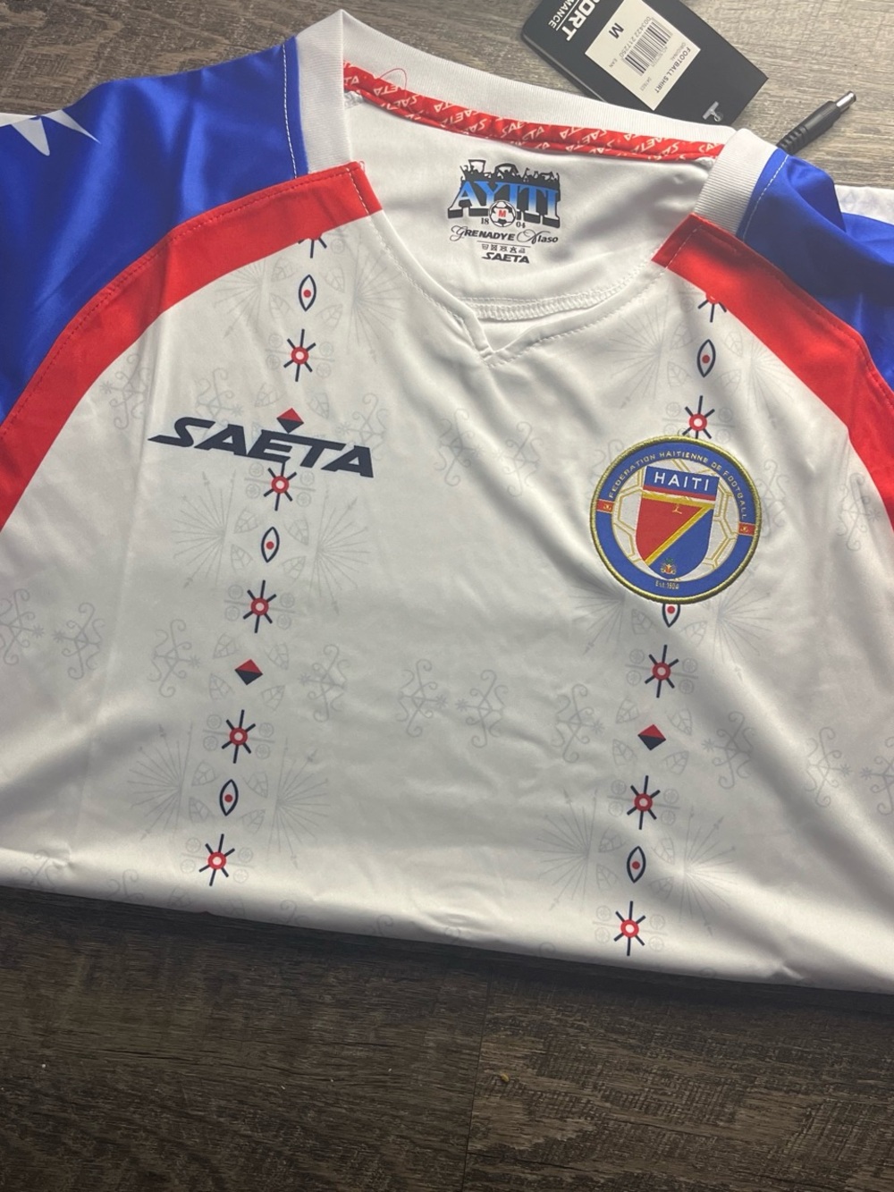 Men's Haiti White Blue Red Jersey